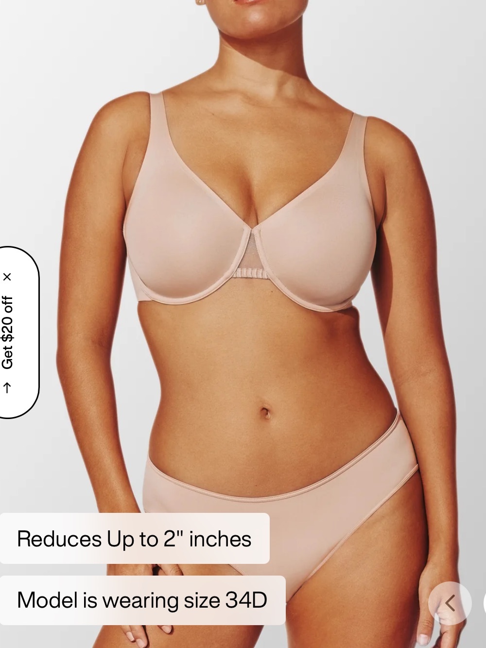 THIRD LOVE Smooth Nude Minimizer Bra, Size 38E
